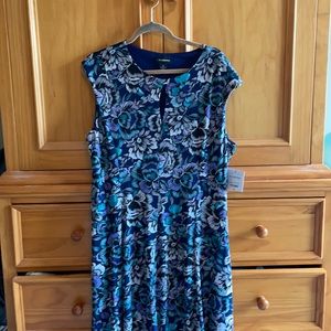 Liz Claiborne flair dress navy floral size XL NWT
